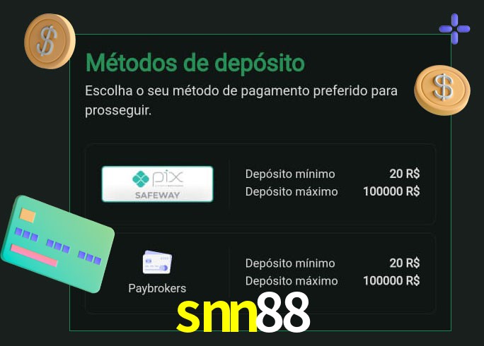 O cassino snn88 oferece uma grande variedade de métodos de pagamento